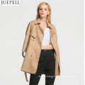 Autumn Outdoor New Korean Women Long Coat Double Breaste Suede Trench Coat Sleeve Women Leather Jacket Coat